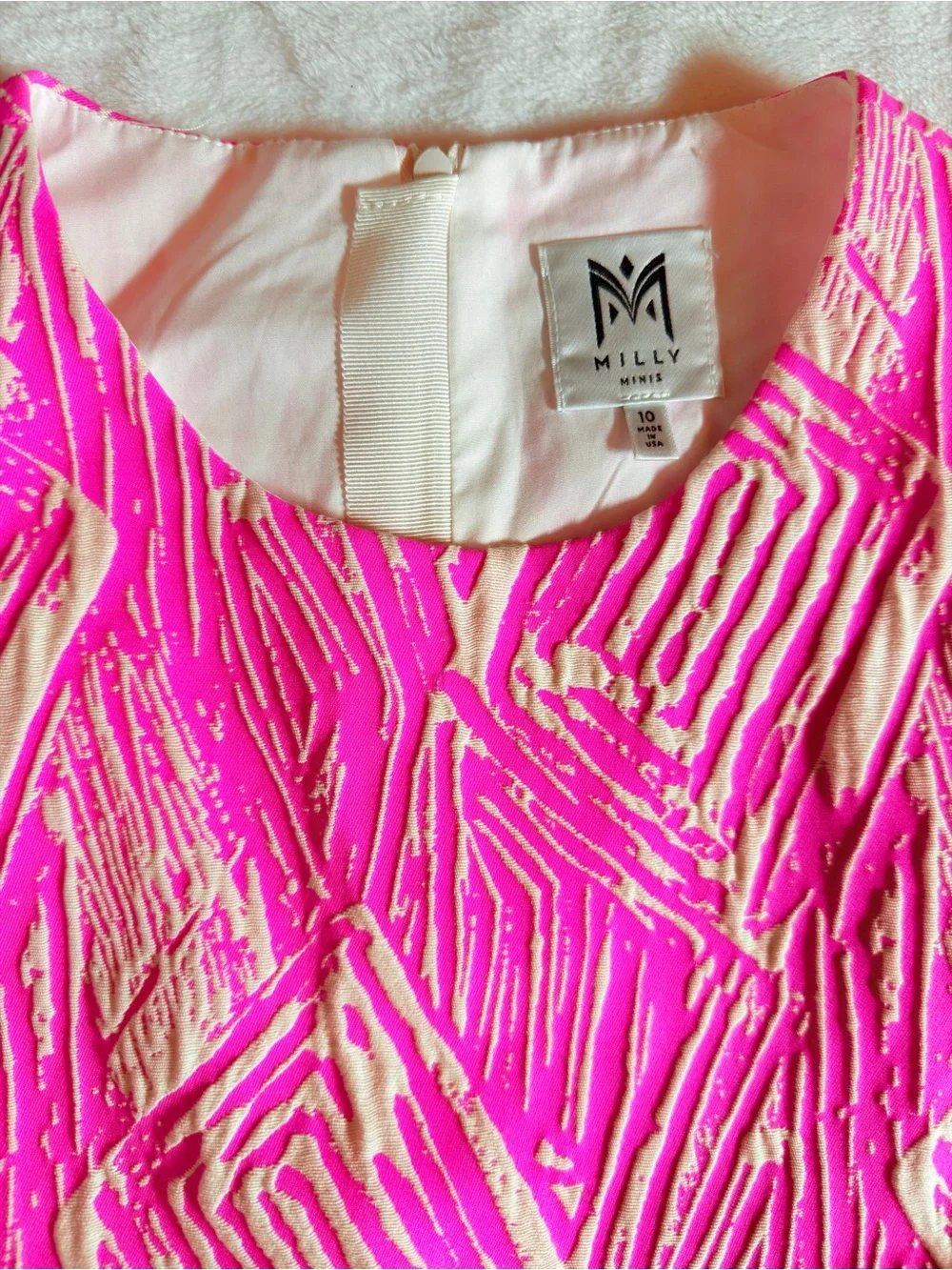 NWOT Milly Minis Hot Pink and Cream Textured Dress 10